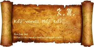 Kövendi Máté névjegykártya