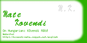 mate kovendi business card