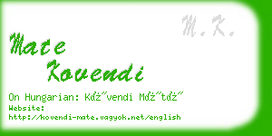 mate kovendi business card